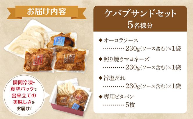 ケバブサンド セット 約5名分 ケバブチキンステーキ 230g×3食 ピタパン×5枚 肉料理 鶏肉 温めるだけ 惣菜 お手軽 簡単 ギフト 贈り物 ホームパーティー 304018_AG40