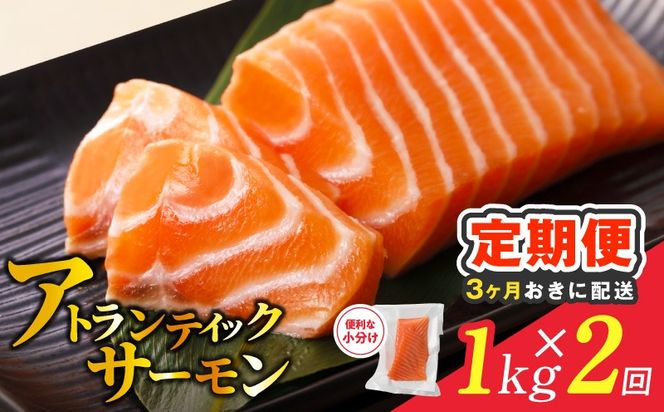 099Z615 【分けて届く定期便】アトランティックサーモン 1kg 刺身用ポーション【小分け 真空パック 訳あり サイズ不揃い 刺身 海鮮丼 さーもん 鮭 さけ シャケ しゃけ 冷凍 全2回】
