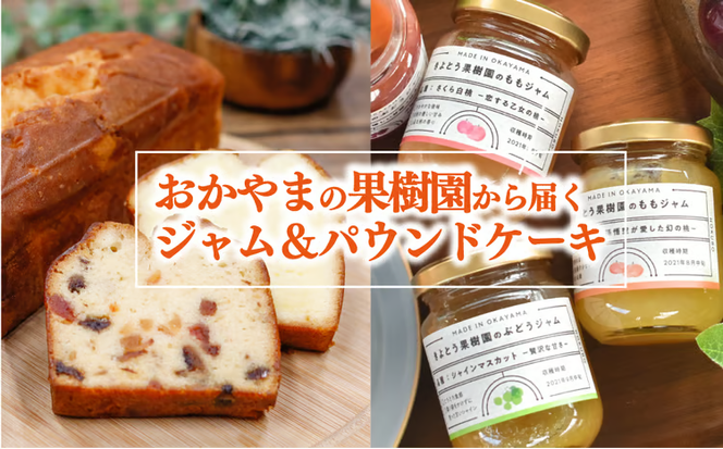 【2026年9月以降順次発送】果樹園から届く果実ジャム3種&パウンドケーキ5個 (岡山県産) 【KF-K007-03】