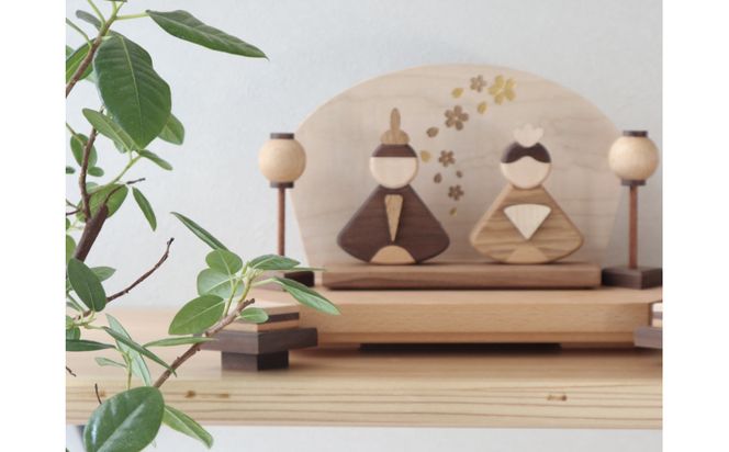 木のぬくもりを感じる コンパクト木製雛人形セット（収納箱付き） 272183_CZ025