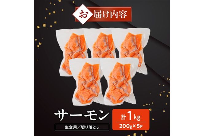 お刺身用 サーモン切り落とし (計1kg) 鮭 小分け 真空 パック 冷凍 刺身 シャケ サケ 魚 魚介 漬け丼 海鮮丼 【丸正水産】【AW-116】