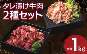 G3359 【タレ漬け牛肉2種セット】 満足牛ハラミ・牛肉切り落とし 合計1kg 【味付け ハラミ 小分け 焼くだけ 簡単調理 BBQ 牛肉 250g×各2P】