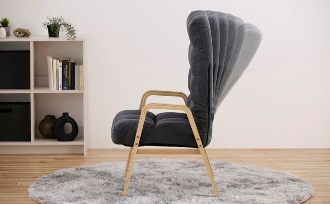 ウッドアームチェア Lサイズ WACR-L ダークグレー リクライニングチェア 一人掛け リクライニング 座椅子 一人用 ソファー 高齢者 肘掛付 コンパクト ふかふか 椅子 アイリスオーヤマ