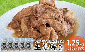 生姜焼き 1.25kg (250g×5袋) 長谷川の自然熟成豚 湯煎 湯せん おかず 惣菜 レトルト レトルト食品 簡単調理 豚 ぶた ブタ 豚肉 肉 お肉 キャンプ アウトドア キャンプ飯 青森 青森県 鯵ヶ沢町 