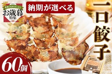 【お歳暮】＜一口餃子 60個入り＞2024年12月12日から12月17日までにお届け【 餃子 ぎょうざ ギョウザ ギョーザ 宮崎餃子 宮崎 一口餃子 大明神 鶏肉 豚肉 野菜 居酒屋 おつまみ 晩御飯 お供 ビール 焼酎 ハイボール だれやめ 弁当 冷凍 白菜 ギフト 贈答用 】【b0706_dm_ose】