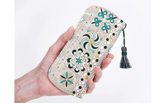 【文庫屋大関】メガネケース　錦紗＜緑＞【皮革工芸品】 ファッション小物 民芸品 