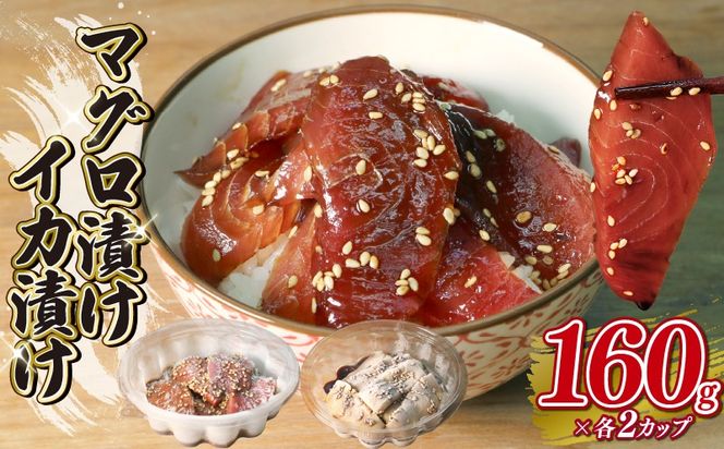 マグロ 漬け イカ 漬け 約160g×各2カップ 詰め合わせ 計 320g 冷凍