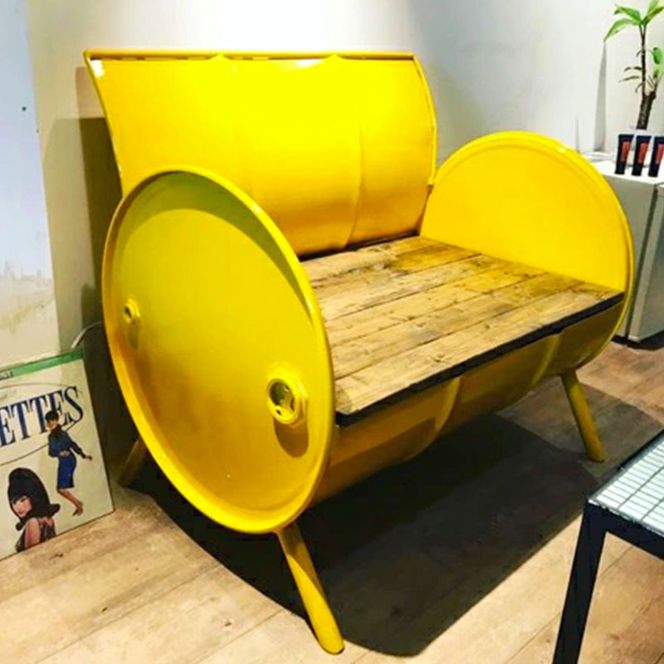 ソファー ドラム缶リメイクソファー 【座面:クリア塗装】 家具 インテリア ドラム缶 リメイク ワイルド キュート デザイン 飲食店 雑貨屋 アパレルショップ オシャレ 収納 加西市 兵庫県