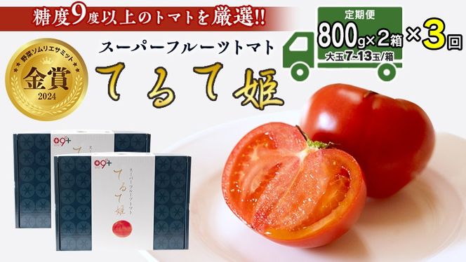 【 先行予約 】【 3ヶ月 定期便 】 てるて姫 小箱 約800g × 2箱 【7〜13玉/1箱】 糖度9度 以上 野菜 フルーツトマト フルーツ トマト とまと [AF053ci]