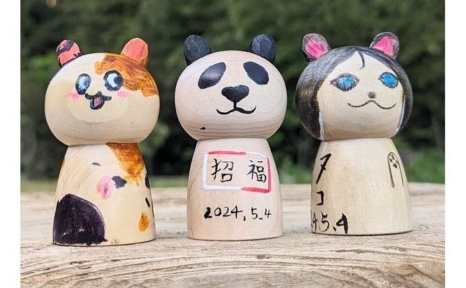 にゃんこけしの絵付け体験 2名様分チケット（オリジナルにゃんこけしを作ろう！） ねこ 猫 ネコ 