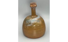 虫明焼 灰釉青点文鶴首花入(黒井千左 作) 工芸品 インテリア 雑貨 日用品