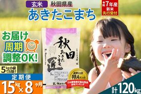 【玄米】＜令和7年産 新米予約＞ 《定期便8ヶ月》秋田県産 あきたこまち 15kg (5kg×3袋)×8回 15キロ お米【お届け周期調整 隔月お届けも可】 新米|02_snk-020708s