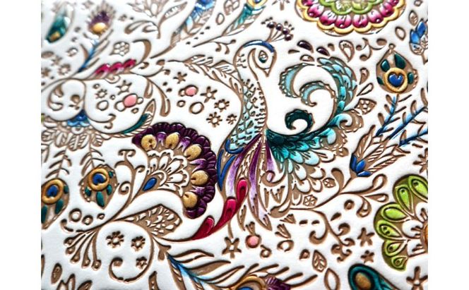 【文庫屋大関】パーソナルホルダー　孔雀【皮革工芸品】 民芸品 雑貨 日用品 ファイル 多用途 牛革 