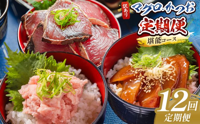 【12回定期便】マグロ かつお堪能定期便 - 訳あり マグロ 鮪 カツオ 鰹 漬けマグロ たたき ネギトロ 配送回数 定期便 小分け 海鮮 魚介 冷凍食品 加工品 海鮮丼 刺身 株式会社大熊 高知県 香南市 冷凍 Wda-0058