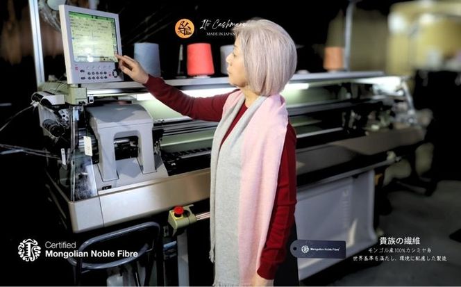 G3331 『Noble Fibre』100％カシミヤ・マフラー 桜色インターシャ【高級 カシミア おしゃれ ファッション 防寒 かしみあ】