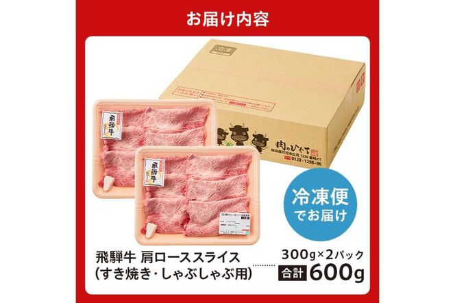 飛騨牛　肩ローススライス（すき焼き・しゃぶしゃぶ用）600g（300g×2）　【0016-111】