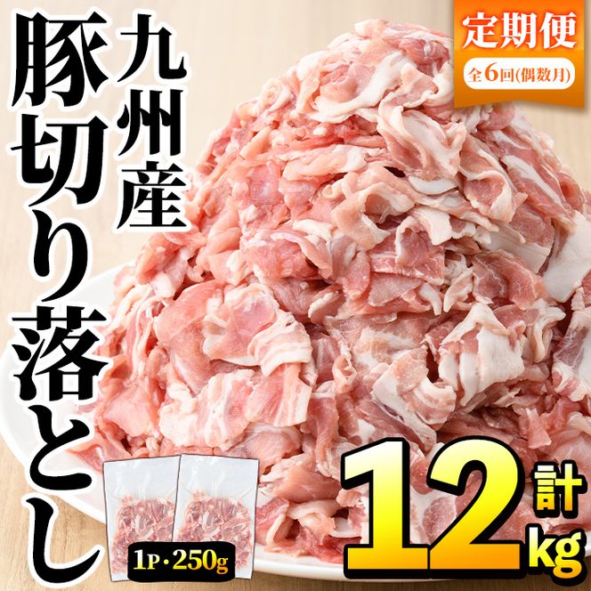 ＜定期便・全6回(偶数月)＞豚肉ウデモモ切り落とし(計12kg・1パック250g) 小分け 国産 豚肉 豚小間 真空パック 家庭用 豚こま 定期便 スライス 冷凍配送 個包装 切り落し 切落し すき焼き しゃぶしゃぶ セット 詰め合わせ 数量限定【三九】akn006-14