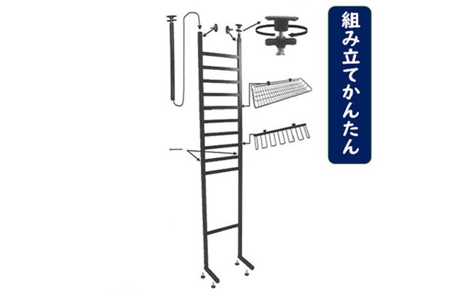 野球道具突っ張りラック 黒 バットスタンド ソフトボール 国産 インテリア 組み立て必要 野球用品収納 