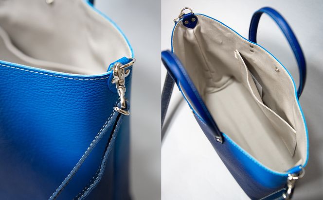 【池内友禅】SOMEA brume レザートートバッグM(幽玄 (タンゴブルー) ｜京都 友禅染 ブランド バッグ 鞄 人気［ かばん トートバッグ ショルダーバッグ おすすめ 革製品 本格 通勤 雑貨 高級 男女兼用 お取り寄せ 通販 送料無料 ふるさと納税 ］ 261009_B-CA127