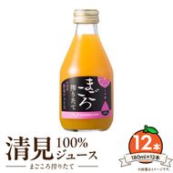 ZE6430_【まごころ搾りたて】清見 100%ジュース 180ml × 12本