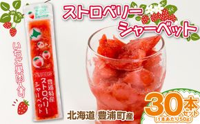 北海道 豊浦産 いちご果肉入りシャーベット 50g × 30本 シャーベット いちご 苺 イチゴ くだもの 果物 フルーツ デザート 果肉 レモン 果汁 国産 北海道産 果実 冷凍