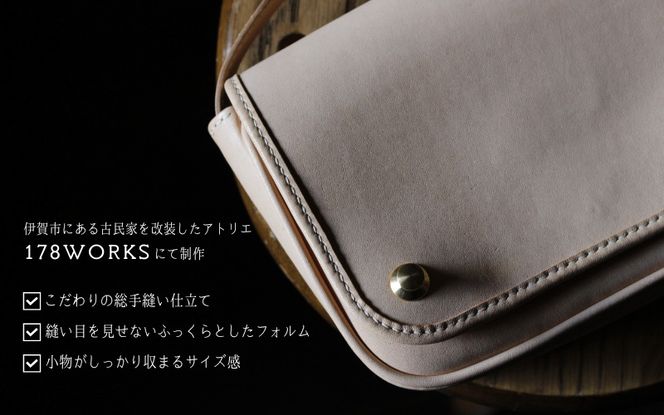 伊賀牛革ショルダーバッグ＜ステッチ：色選択可＞ work0005