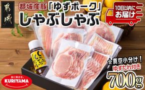 全部真空小分け!都城産豚「ゆずポーク」のしゃぶしゃぶ700g(ゆずたれ付き)≪みやこんじょ特急便≫_AA-1411-Q_(都城市) 10日以内お届け 豚肉 ゆずポーク 小分け 真空パック ロース バラ モモ しゃぶしゃぶ ゆずしゃぶたれ 栗山ノーサン