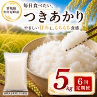つきあかり 定期便 6回/5kg×1袋 令和8年産 新米 ブランド米 白米 精米 【小分け】 宮城県大河原町産