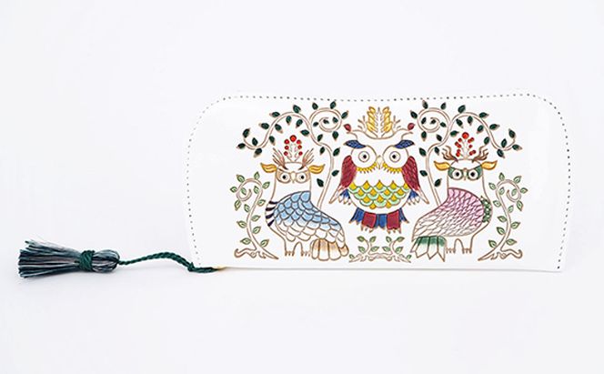 【文庫屋大関】メガネケース　ふくろう【皮革工芸品】 ファッション小物 民芸品 