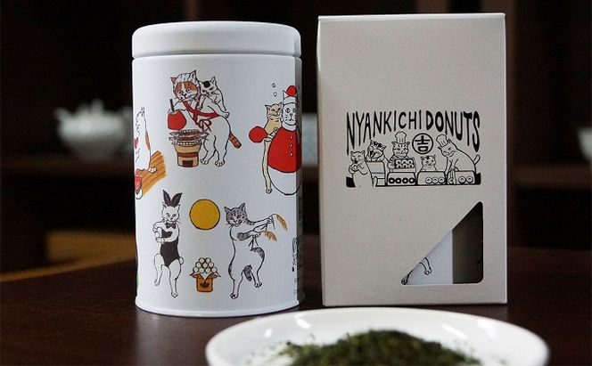 ネコ缶とほっこりお茶セット（京都深蒸し茶入）〈お茶 茶 煎茶 緑茶 深むし 深蒸し茶 京都 缶 ネコ 猫 茶筒 お茶缶 飲料 保存缶〉 加工食品 