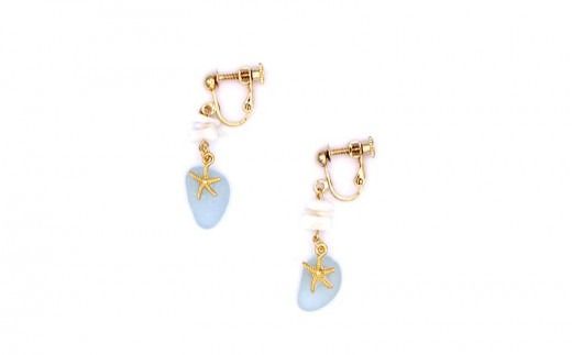 【ブレスレット＆イヤリング】Lサイズ｜サンゴとシーグラスのアクセサリーセット