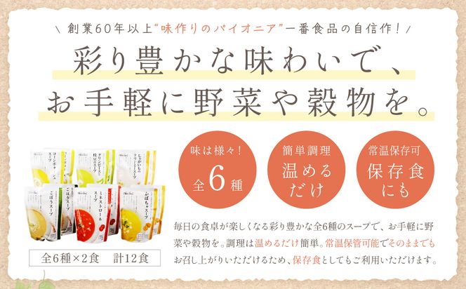 【A5-327】温めるだけ 野菜スープ 彩り豊かな6種類詰合せ12袋入り