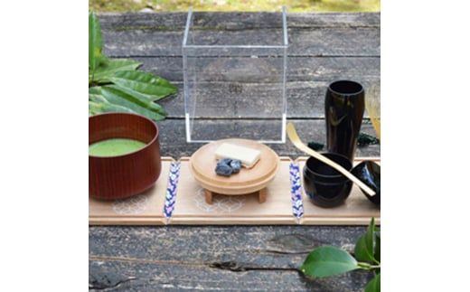 茶道具 お手前セット IPPUKU飾り折 白木地 花七宝 SR-1163 お茶道具 一式 セット アクリル木製展開箱 茶椀 棗 菓子皿 茶杓 茶筅筒 茶筅 贈り物 ギフト F6P-0980