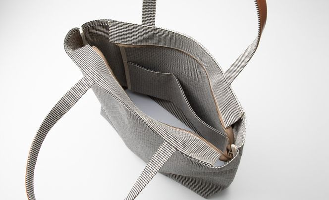 【J-251】ｋｉｉ工房　帆布かばん　ダブルハンドトート ＬＬサイズ 千鳥柄【高島屋選定品】