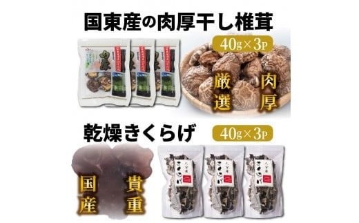 国東産の肉厚干し椎茸（冬菇）＆乾燥きくらげ_29060A