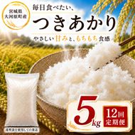 つきあかり 定期便 12回/5kg×1袋 令和8年産 新米 ブランド米 白米 精米 【小分け】 宮城県大河原町産