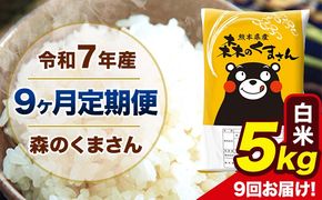 【9ヶ月定期便】令和7年産 森のくまさん 白米 5kg 5kg×1袋 計9回お届け 《お申込み翌月から出荷》 お米 こめ 熊本県産 ご飯 備蓄---mk7tei_112500_5kg_mo9_ng_h---