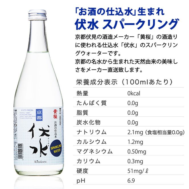 【黄桜】伏水スパークリング (500ml×12本入) ［ 京都 キザクラ 炭酸水 天然水 名水 ソーダ割 ハイボール 酎ハイ 人気 おすすめ お取り寄せ 通販 送料無料 ふるさと納税 ］ 261009_B-DN91