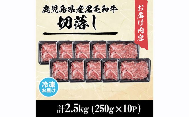 【小分け】＜A5等級＞鹿児島県産黒毛和牛 切り落とし(250g×10P・計2.5kg) c0-121