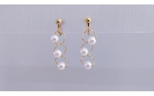 L-84伊勢志摩あこや本真珠バブルイヤリング(トリプル)G