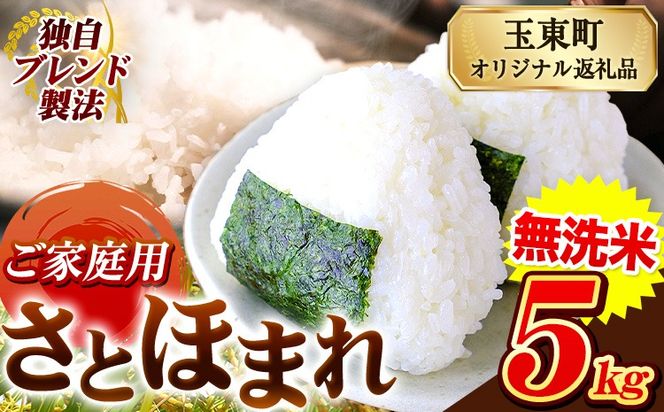 熊本県産 さとほまれ 無洗米 ご家庭用 5kg 《7-14日以内に出荷(土日祝を除く)》熊本県 玉名郡 玉東町 米 こめ コメ ブレンド米 送料無料---gkt_lcl_704_5kg---