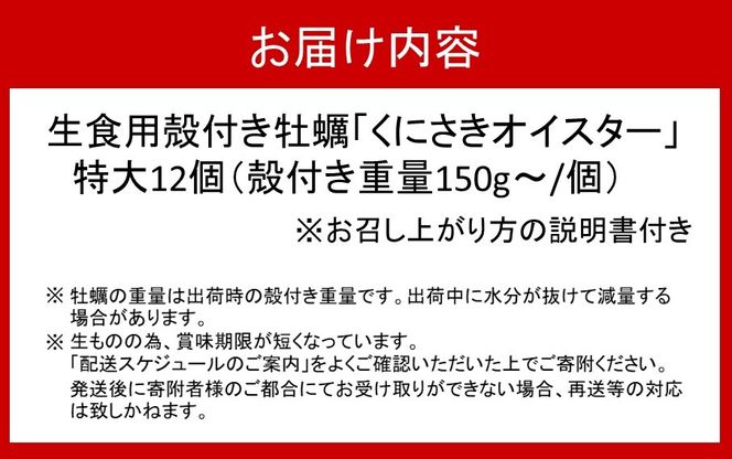 牡蠣 生食用 殻付き くにさきオイスター 特大サイズ12個（殻付き重量150g～/個）　カキ oyster 生牡蠣_2361R-1