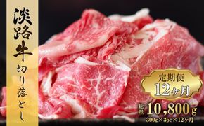 【定期便12ヶ月】淡路牛 切り落し 900g (300g×3パック）　[小分け 冷凍 牛肉 人気]