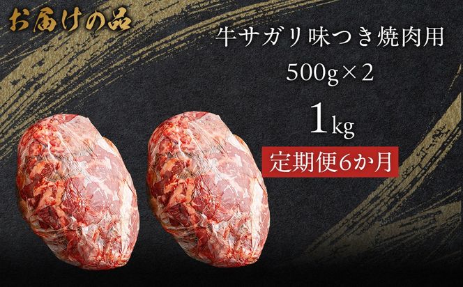 【6か月定期便】牛サガリ味つき焼肉用 1kg (500g×2)  MROBM033
