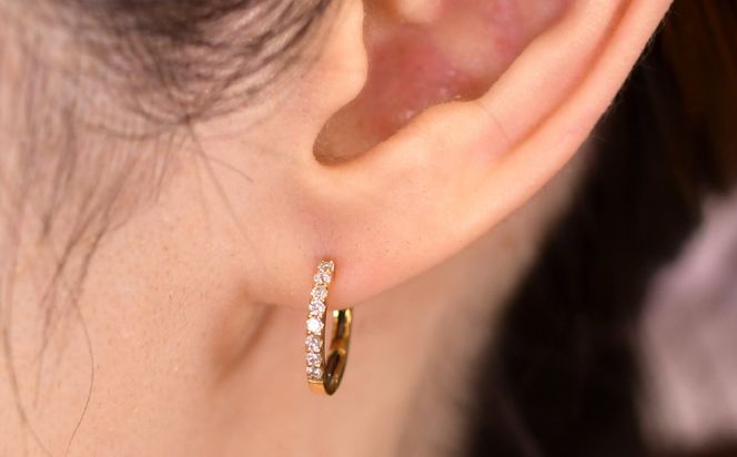 K18ダイヤハーフエタニティ中折れバネ式ピアス0.2ct　A4624 260-006