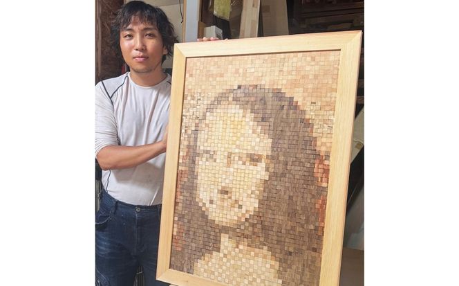 木のモザイクアート（モナリザ）  [No.463]