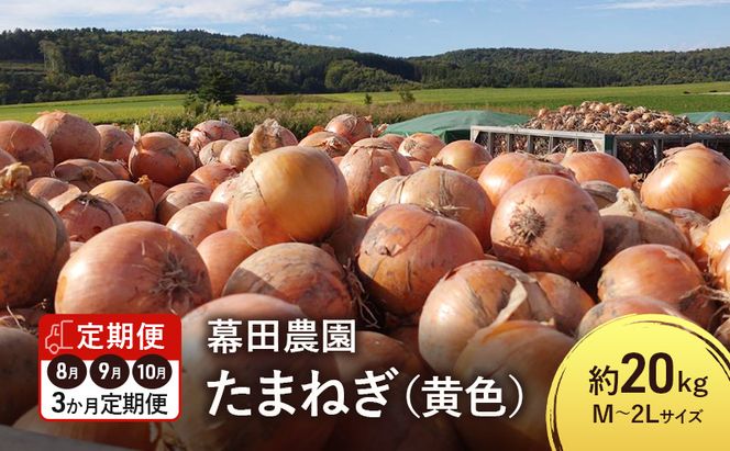【2026年先行受付】［3か月定期便］富良野産 黄色 玉ねぎ 約20kg（約75～80玉） M～2Lサイズ　野菜 新鮮 直送 黄玉ねぎ 玉葱 玉ネギ 道産 北海道 富良野市 ふらの 幕田農園
