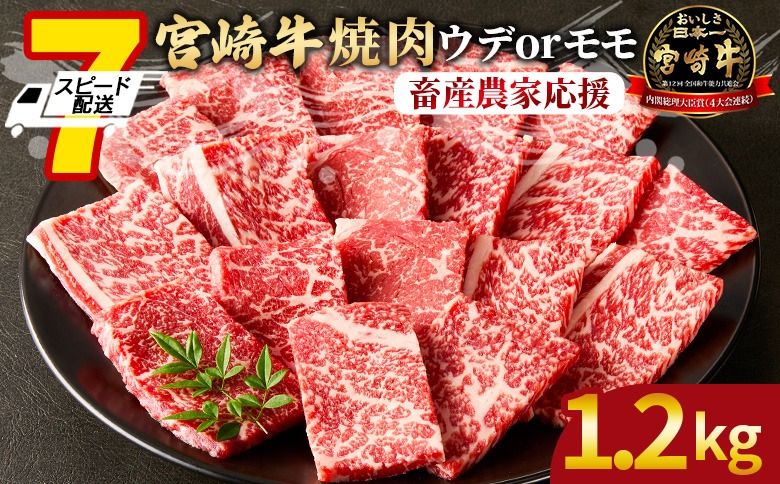 [畜産農家応援][宮崎牛 赤身焼肉 2パック(1.2kg)]入金確認後、7営業日以内に出荷 [国産 黒毛和牛 牛肉 牛 精肉 焼肉 スライス ブランド牛 贈答品 ギフト 贈り物 化粧箱 ミヤチク 宮崎県 国富町][b0991_my_ouen]