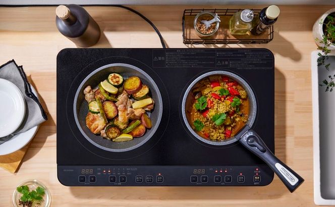 IH 2口IHコンロ IHK-WT41-B IHクッキングヒーター IHコンロ アイリスオーヤマ 2口コンロ コンパクト 工事不要 調理 調理家電 キッチン キッチン家電 台所 ギフト プレゼント お祝い 新生活 おすすめ 人気 新生活