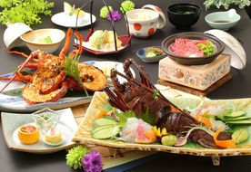 169-3-011　特大『常陸乃国いせ海老』と季節の会席付　１泊２食ペア宿泊券【 茨城県 日立市 】